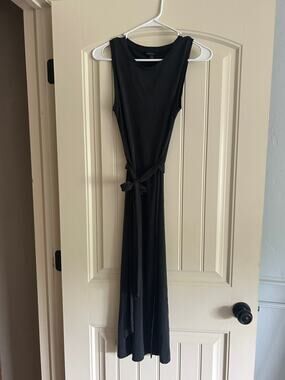 Banana Republic Classic Black Sleeveless Tie-Waist Dress